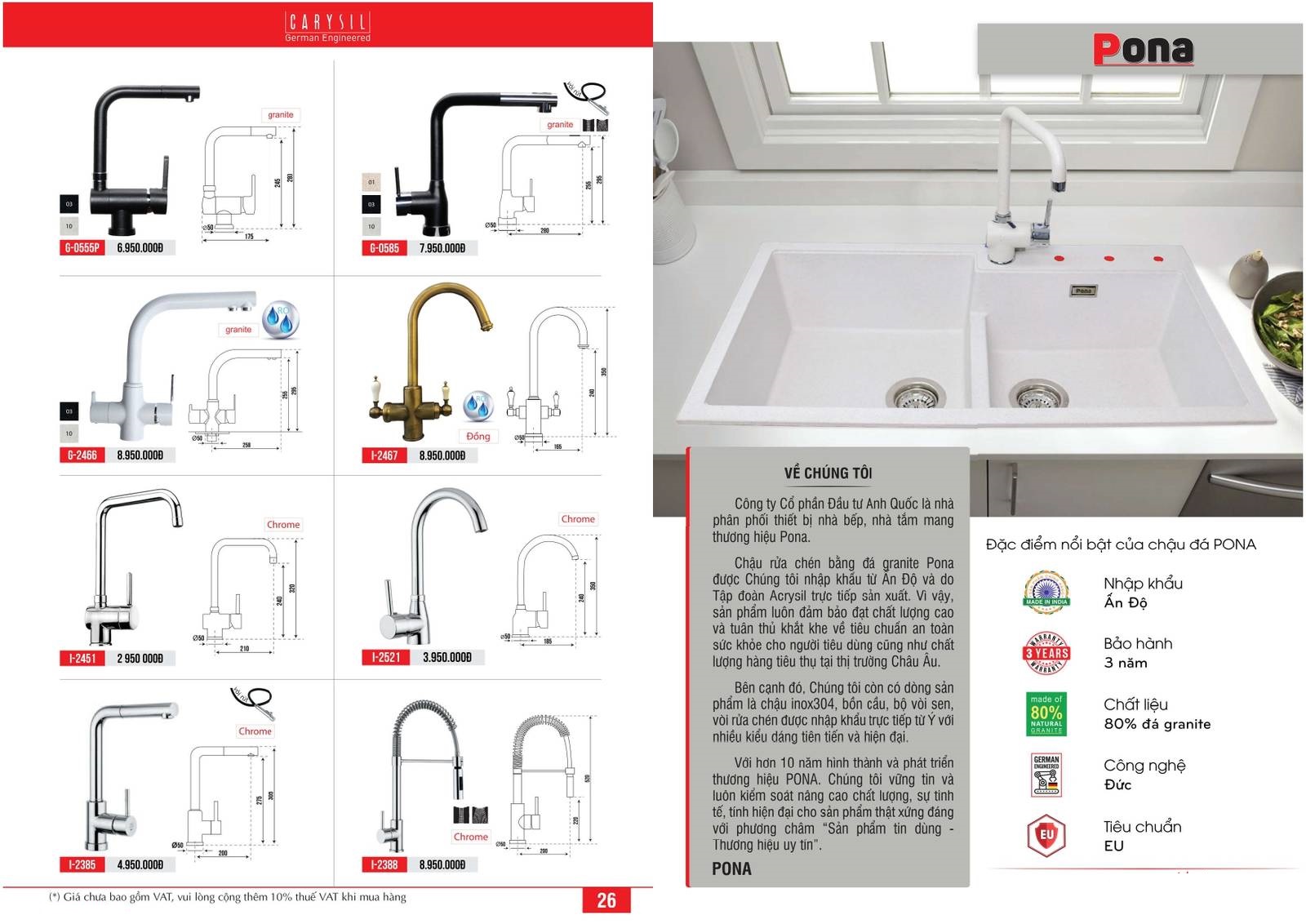 Bồn rửa chén CARYSIL Catalogue và Bảng giá mới nhất /Page 14